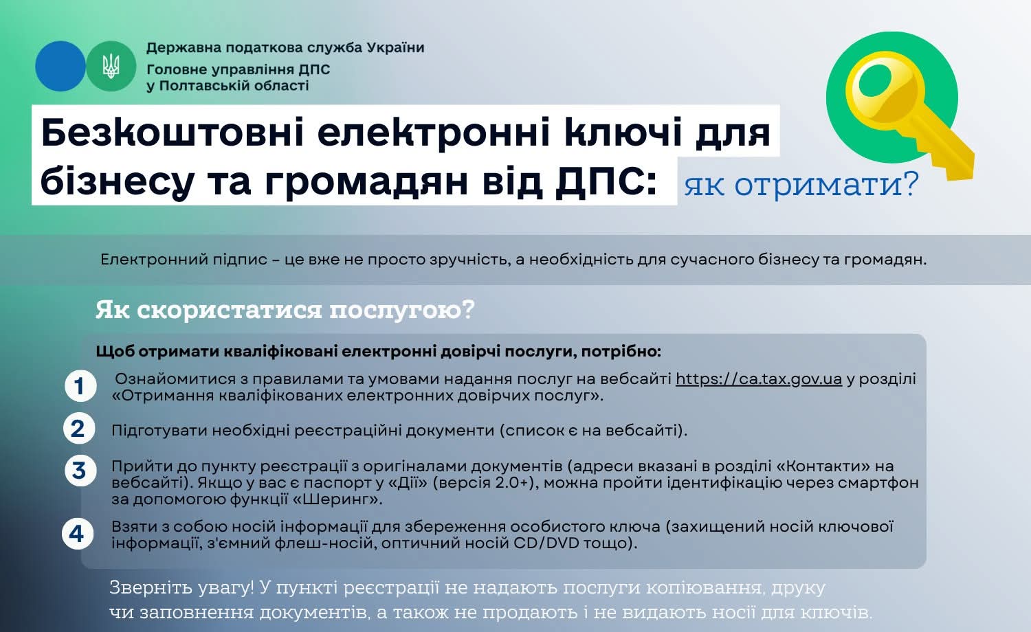 Як отримати безкоштовний електронний ключ від ДПС